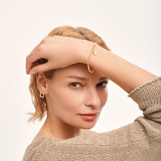 Minimalist Gold Moissanite Cuban Link Chain Bracelet-Unisex