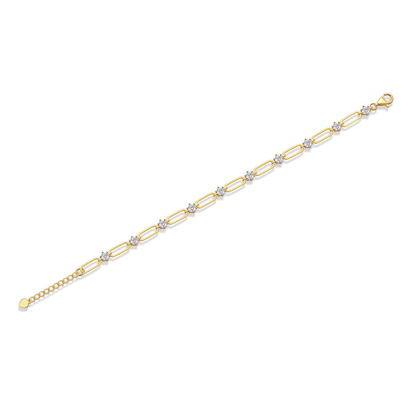 Radiant Floral Gold Moissanite Link Bracelet