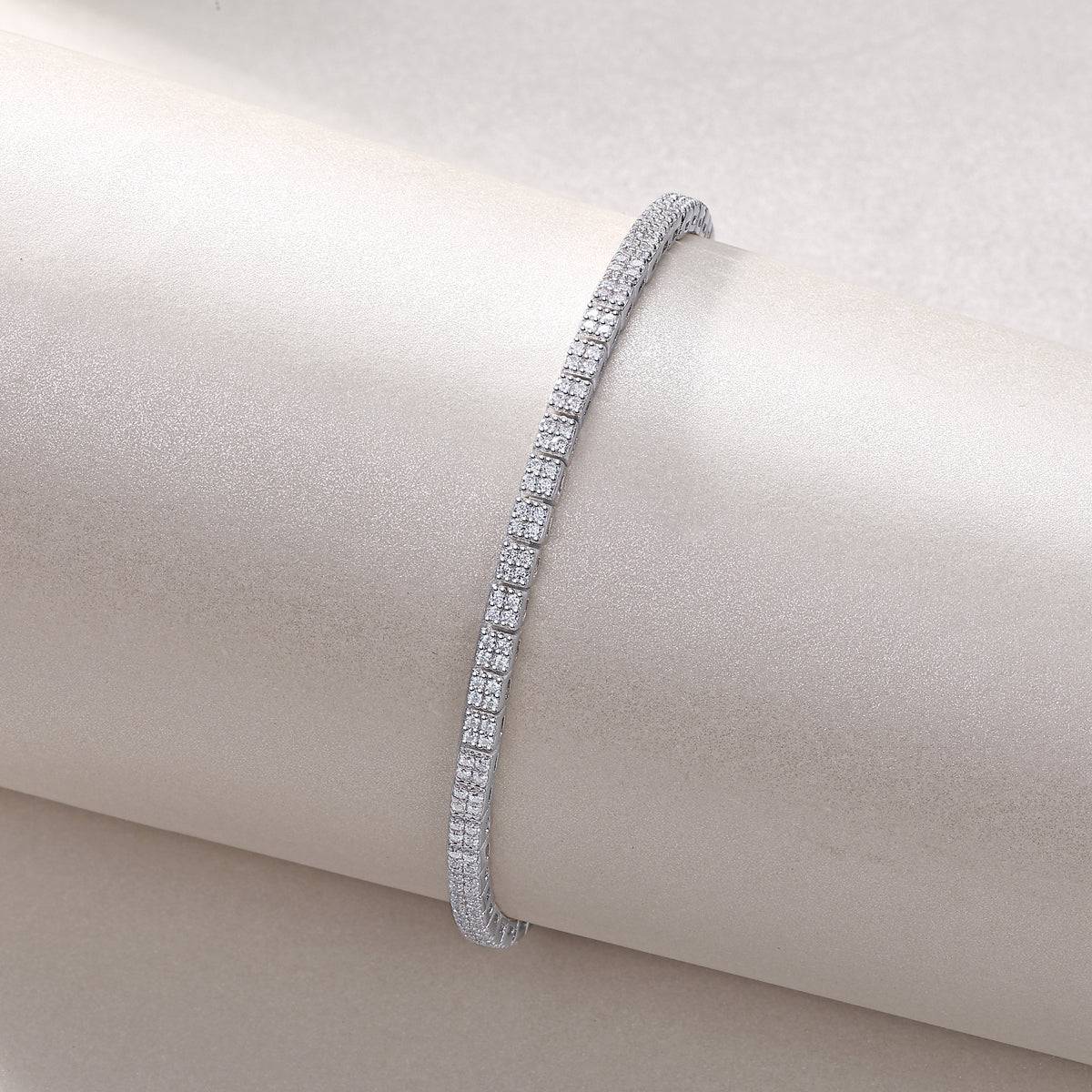 Classic Silver Moissanite Tennis Chain Bracelet-Unisex