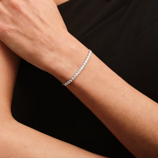 Minimalist Adjustable Silver Moissanite Tennis Bracelet