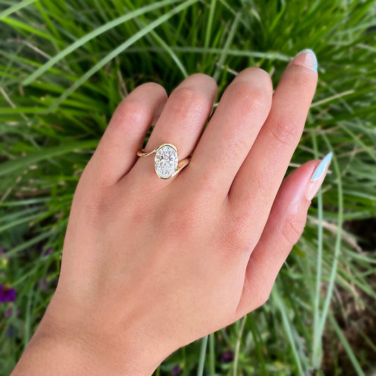 4.5CT Oval Cut Vintage Style Art Diamond Ring