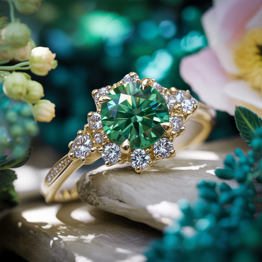 Bethany 1.5CT Round Emerald Green Gemstone Ring