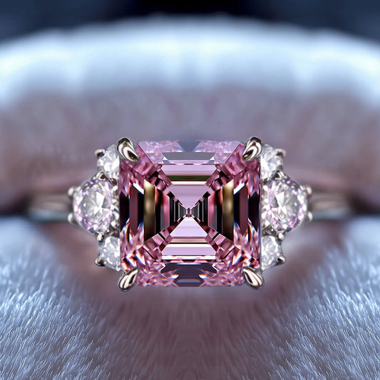 The Ulissa 2CT Asscher Cut Pink Gemstone Ring