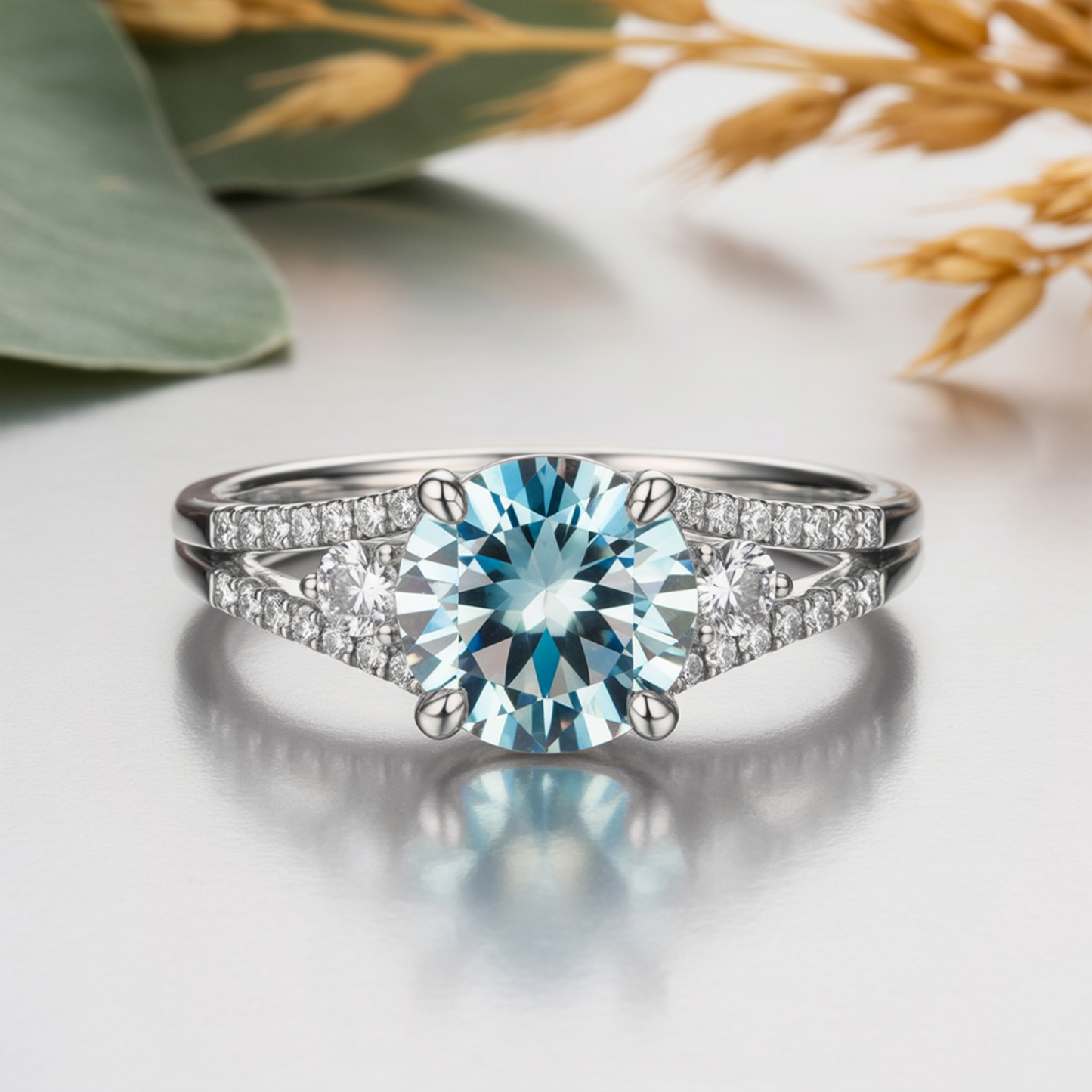 Azura 2CT Sky Blue Gemstone Ring