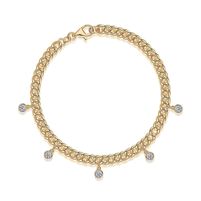 Dainty Gold Moissanite Station Bracelet