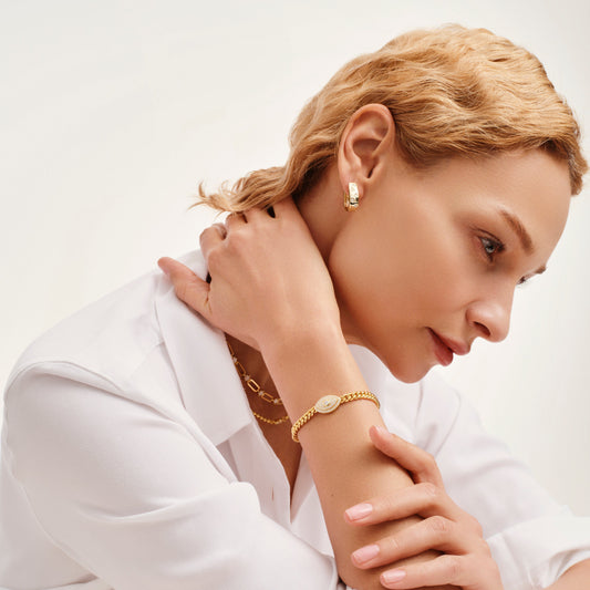 Evil Eye Gold Moissanite Cuban Link Protection Bracelet-Unisex