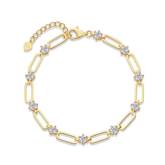 Radiant Floral Gold Moissanite Link Bracelet