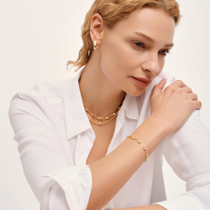 Radiant Floral Gold Moissanite Link Bracelet