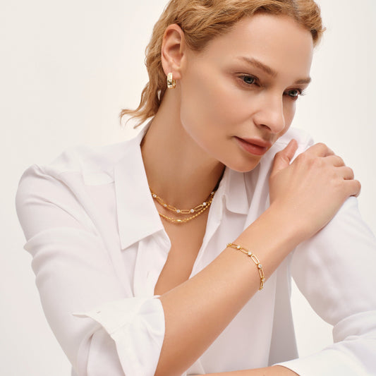 Radiant Floral Gold Moissanite Link Bracelet