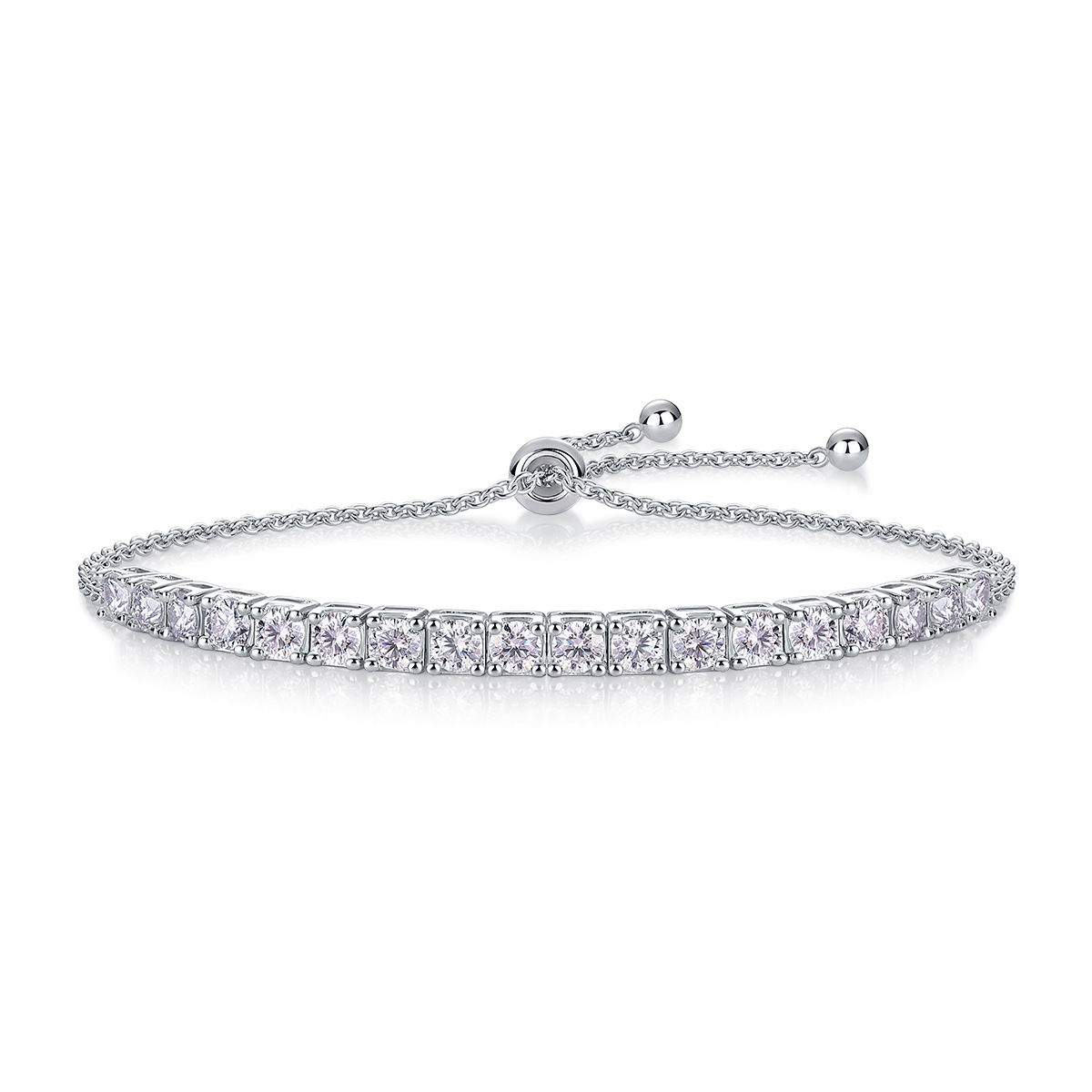 Minimalist Adjustable Silver Moissanite Tennis Bracelet
