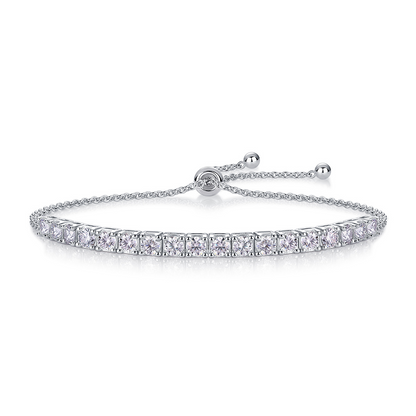 Minimalist Adjustable Silver Moissanite Tennis Bracelet