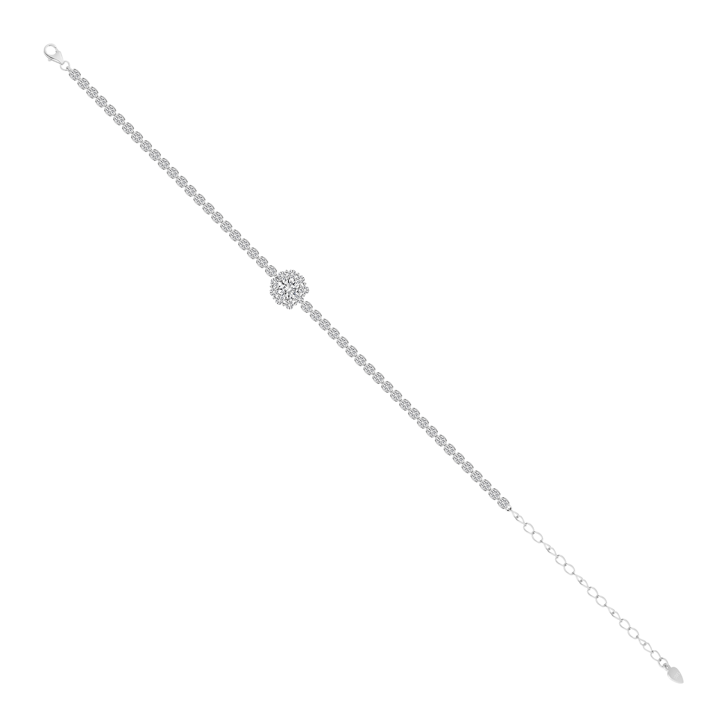 Sparkling Cluster Silver Moissanite Solitaire Tennis Bracelet