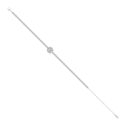 Sparkling Cluster Silver Moissanite Solitaire Tennis Bracelet