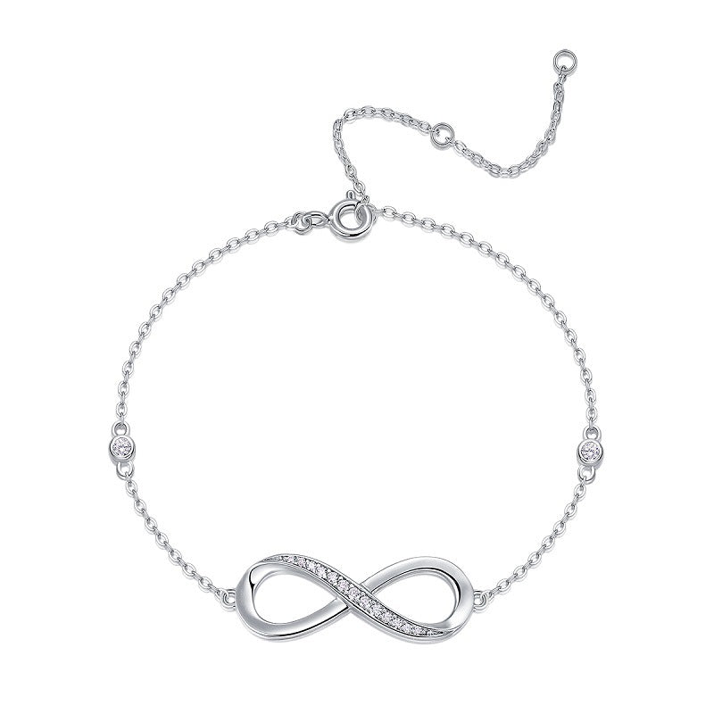 Sparkle Minimalist Infinity Silver Moissanite Bracelet