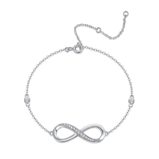 Sparkle Minimalist Infinity Silver Moissanite Bracelet